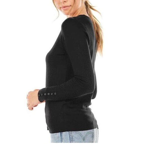 Cielo Viscose Long Sleeve V-Neck Cardigan W/ Decorative Buttons Black Womens 2XL - Picture 2 of 9